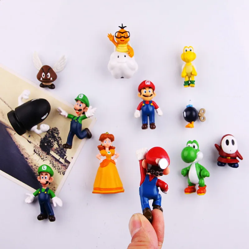 3D Супер Марио магнит на холодильник DIY мультфильм домашнее украшение на холодильник магнит игрушка Большой Супер Марио 12 шт. набор мультфильмов