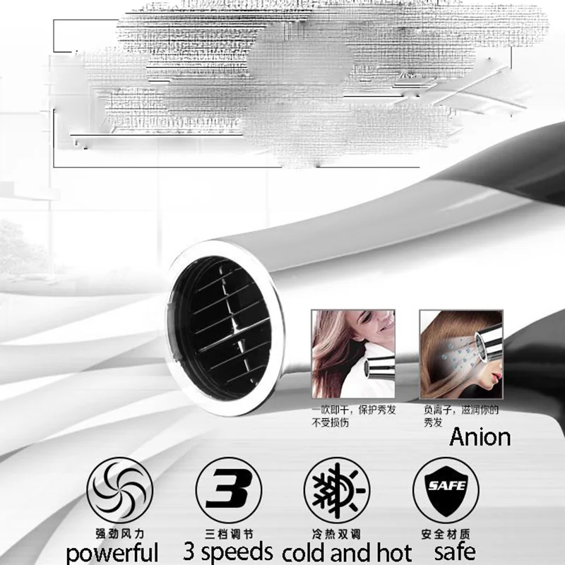 Kemei 3000 Watt Full Size Pro Hair Dryer Professional Salon Blow Dryer with Concentrator Nozzle Attachments 3 Speeds fast Dry 3