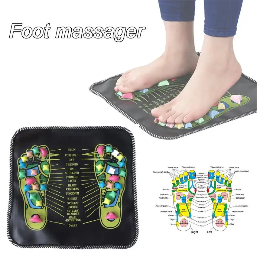 

35x35cm Reflexology Massage Pad Walk Stone Foot Leg Relaxation Pain Relief Mat