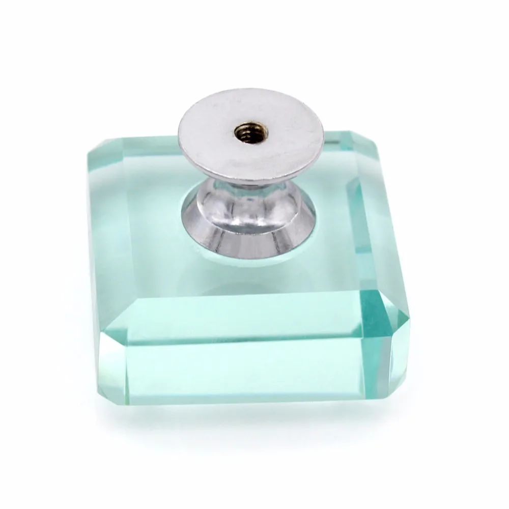Kitchen Cabinet Cupboard Furniture Door Handle Crystal Glass Knob Dresser Wardrobe and Drawer Pull Transparent Quality Square K9|Ручки