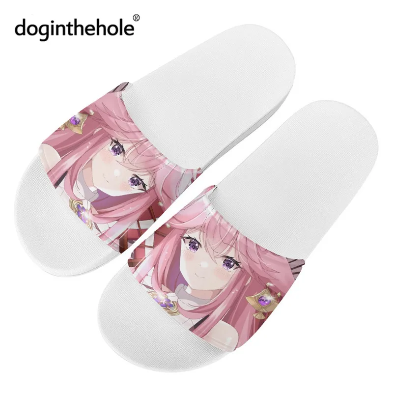 

Женские шлепанцы Animen Genshin Impact, милые шлепанцы для улицы с принтом, повседневные шлепанцы на плоской подошве для девочек-подростков