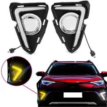 

2 Pcs LED DRL Daytime Running Lights Super Bright Waterproof Plastic Front Fog Light DRL Daytime Running Lights for Toyota RAV4