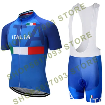 

2020 Blue ITALIA Cycling team Clothing 20D pad shorts Bike jersey Mens Quick Dry Bicycle wear summer pro Cycling Jerseys