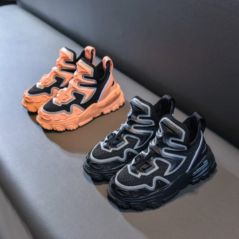 

Children's shoes 2020 autumn new boys casual sneakers flying woven mesh breathable luminous shoes girls sneakers