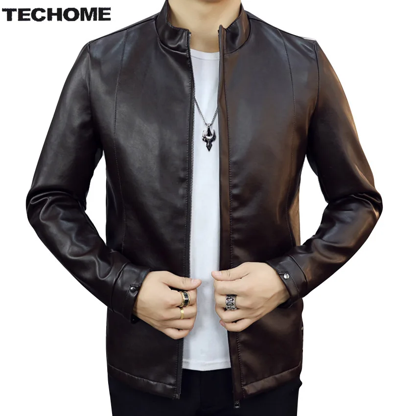 Модная мужская кожаная куртка, Весенняя тонкая на молнии, Jaqueta De Couro, повседневные мужские пальто, брендовая одежда, Полиуретановая дизайнерская мотоциклетная куртка