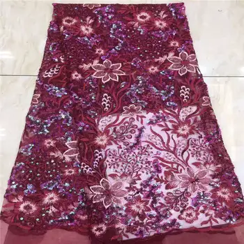 

African Lace Fabric High Quality Nigerian French Swiss voile With Sequins Mesh Lace Fabrics 5 yards Black For Wedding A1183