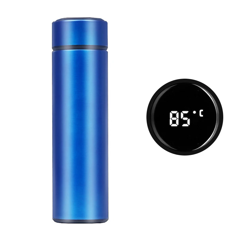 500 мл Термос, Вакуумная чашка с дисплеем температуры, термос для путешествий, термос с дисплеем температуры, умная Термокружка, Термокружка, бутылка - Цвет: Blue