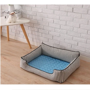 

Pet Pad Summer Cooling Mat Dog Beds Mats Blue Dog Ice Pad Cool Cold Silk Moisture-Proof Cooler Mattress Cushion Puppy Sleeping