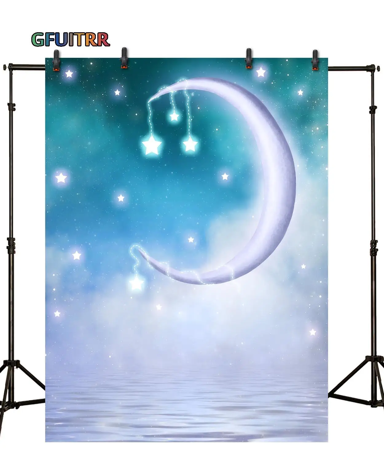 GFUITRR Dream Fairy Crescent Moon Photography Backdrops Kids Birthday Background Little Star in Sky Vinyl Photo Studio Props | Электроника