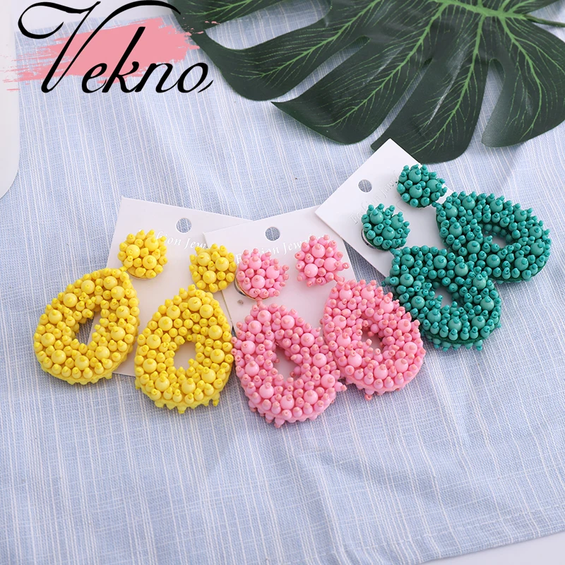 

VEKNO Boho Ethnic Chic Tassel Fringe Earrings 2019 Handmade Miyuki Beads Statement Earrings Party Dangle Drop Earrings