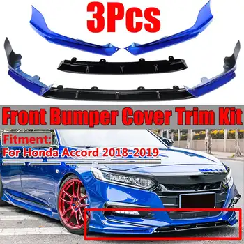 

Blue Detachable 3pcs Car Front Bumper Splitter Lip Chin Bumper Spoiler Diffuser Body Kit Cover For Honda For Accord 2018 2019