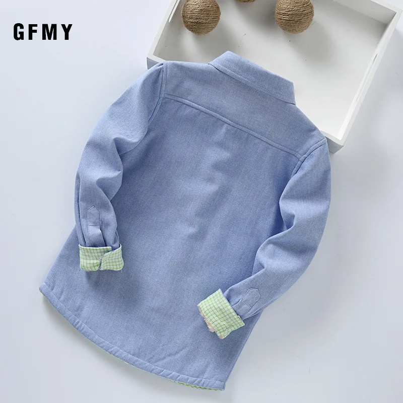 GFMY/ г., зимняя модная однотонная Вельветовая рубашка с длинными рукавами из хлопка для мальчиков От 3 до 12 лет повседневная одежда для больших детей куртка