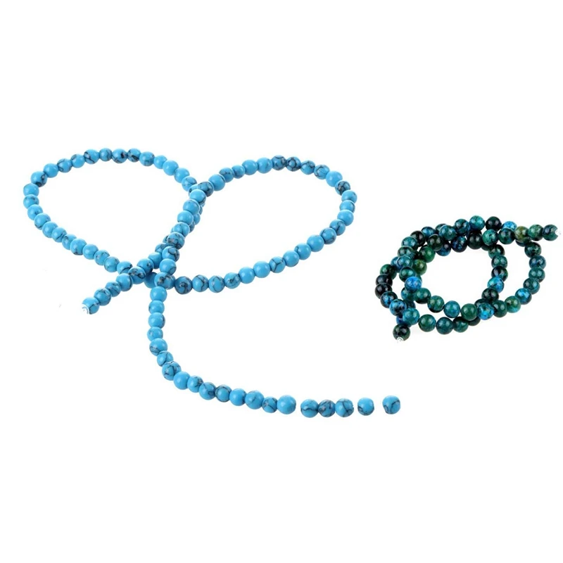 

1 x Gemstone Chrysocolla Stone Round 6mm Beads & 1 x Strand Beads Stone Turquoise Gemstone 4 mm Gems