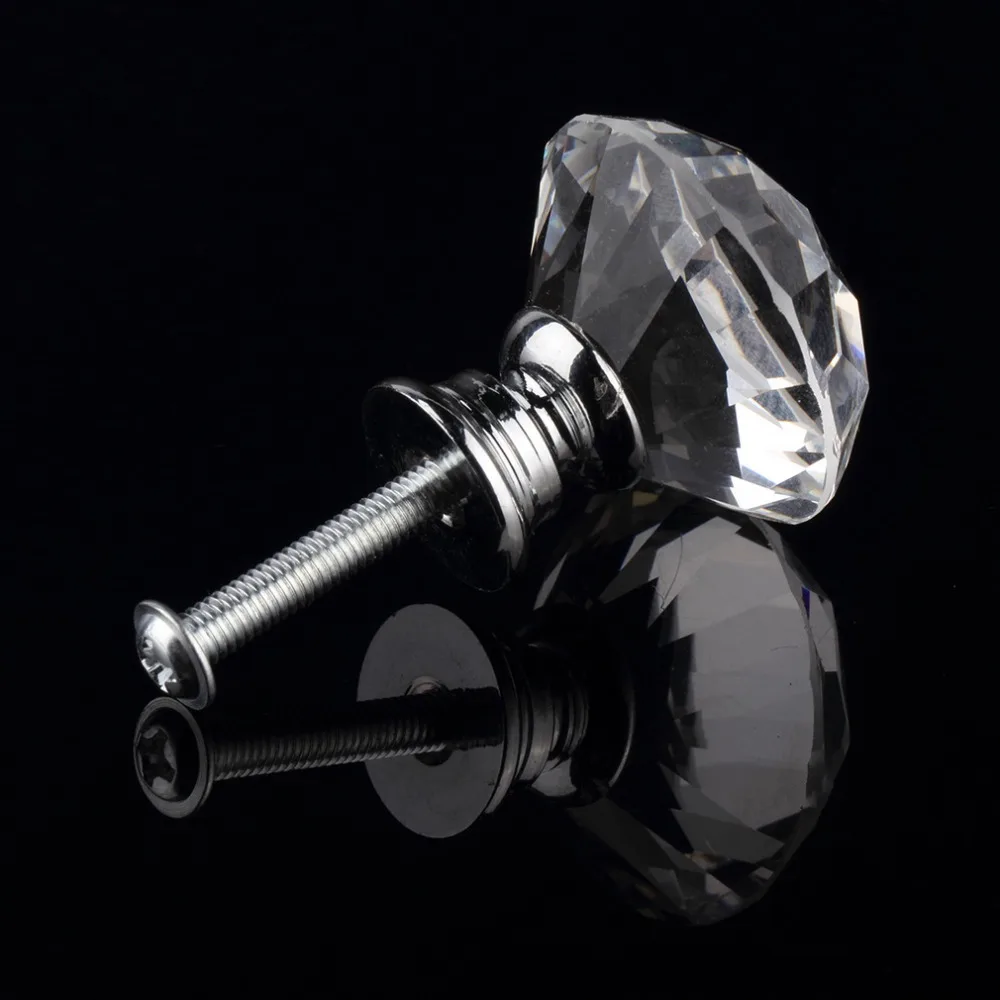 1pcs 30mm Diamond Crystal Glass Alloy Door Drawer Cabinet Wardrobe Pull Handle Knobs Drop Worldwide Store