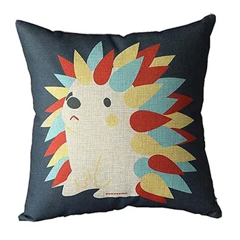 

Cotton Linen Square Decorative Cushion Cover Sofa Throw Pillowcase Hedgehog