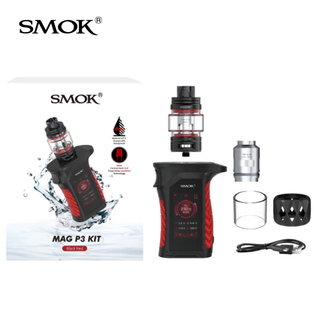 Новый SMOK MAG P3 Kit 230W вейп мод с TFV16 бак 9 мл V16 коническая сетка двойная сетчатая