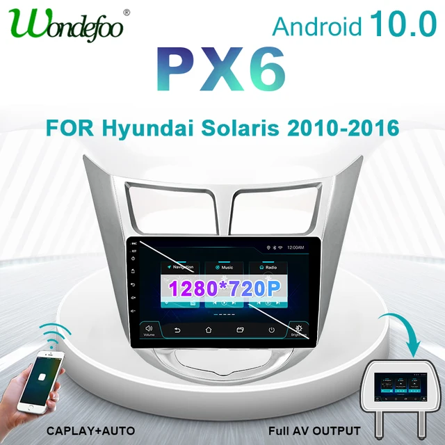 PX6 2 din Android 10 car radio FOR Hyundai Solaris Accent Verna 2010 2016 GPS car stereo Navigation screen auto audio bluetooth