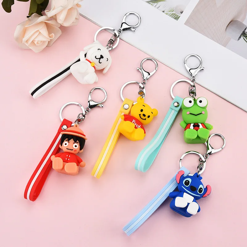 

New 2019 fashion Cute green frog cartoon Key Chain pendant animal shape silicone Keyring backpack accessories holiday Gift
