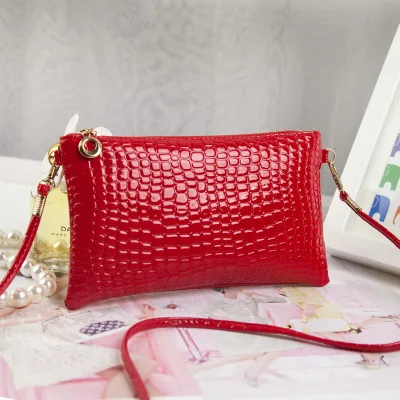 

2019 New Style WOMEN'S Bag Patent Leather Shoulder Bag Shoulder Bag Crocodile Pattern Bag Korean-style Oblique Change Mini Bag