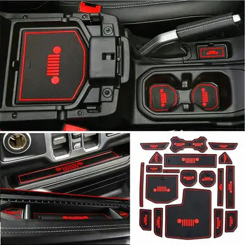 

Car interior accessories 19 pcs for Jeep Jeep 18-19 Wrangler door slot mat for jeep wrangler jl accessories floor mats Door slot