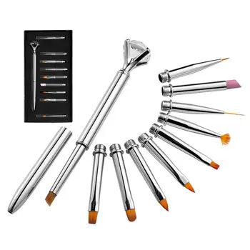 

Big Diamond Nail Pen Set Pull Line Engraved Abrasion Pen One Ten Head Replaceable Nail Pen Hardcover Boxed Manicure 10 Pcs/Set