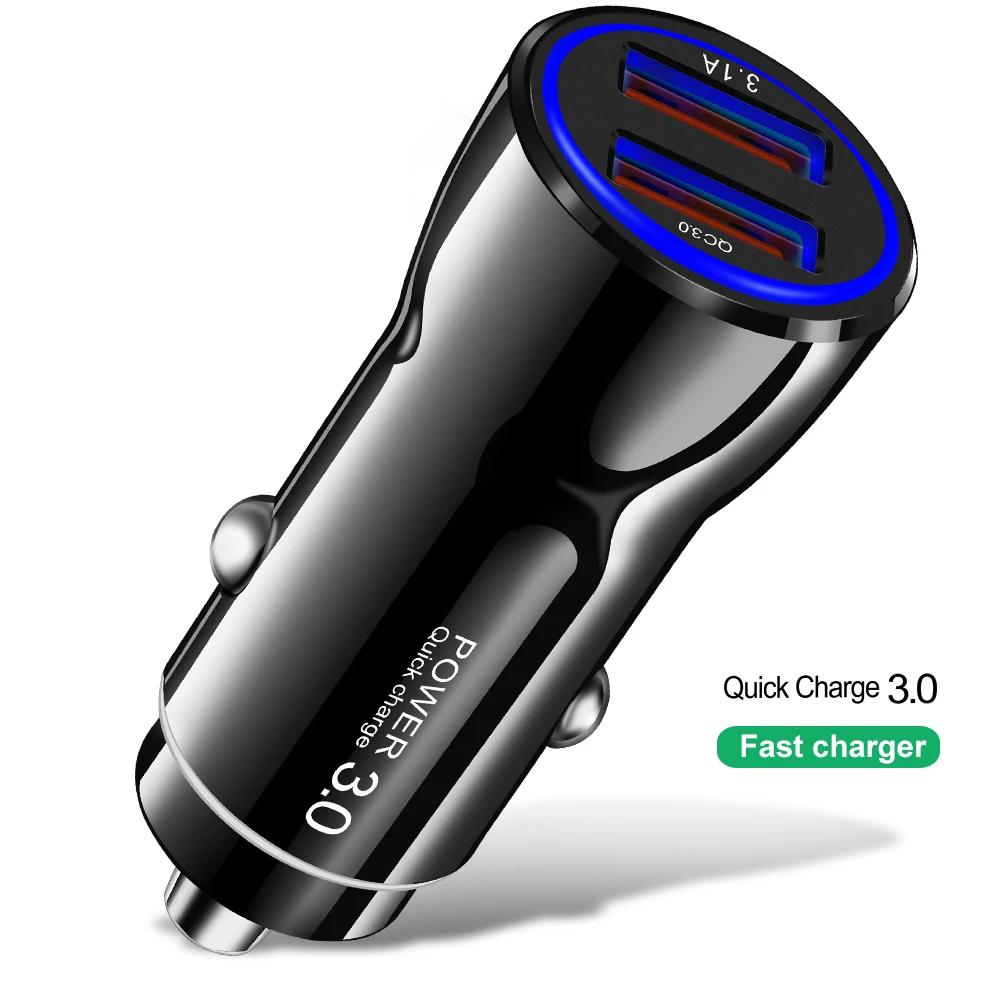 Crouch 3 USB быстрая зарядка QC 3,0 USB Автомобильное зарядное устройство для iPhone X 7 8 Plus samsung S10 Xiaomi автомобильное зарядное устройство для мобильного телефона быстрое зарядное устройство - Тип штекера: 2 Port Charger Black