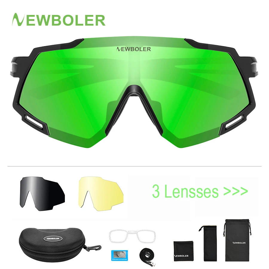 NEWBOLER, 3 линзы, мужские велосипедные очки, UV400, поляризационные, для велоспорта, солнцезащитные очки для горного велосипеда, солнцезащитные очки для велоспорта, Gafas Cicismo Goggle