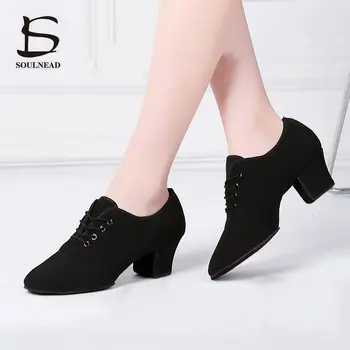 

Adult New Ladies Latin Dance Shoes Black Red Ballroom Tango Salsa Dancing Shoes For Women Teachers Exrecise Modern Dance Shoes