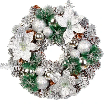 

40cm Christmas Pinecone Wreath Artificial Flowers Garland Flower Hanging Decor for Home Christmas Decoration DIY Floral Wreaths