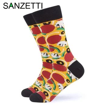 

SANZETTI 1 Pair Colorful Bright Women Socks Novelty Combed Cotton Rose Cute Pizza Banana Donuts Pretty Wedding Dress Happy Socks