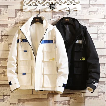 

Nice Spring Autumn Jacket Men Street Jacket Loose Hooded Man Coats And Jackets Japanese Bomber Outwear