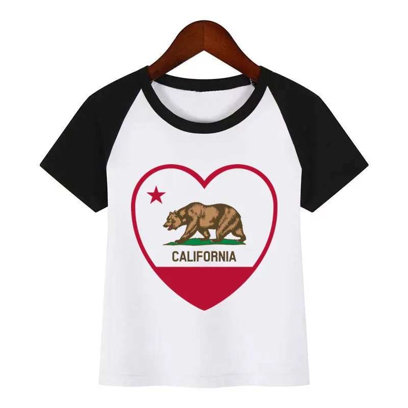 

Children California Republic Vintage T-shirt Print T Shirt Baby Carton Clothes Children Funny Summer T-shirt