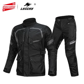 

LYSCHY Waterproof Motorcycle Jacket+Pants suit Men Motorbike Riding Moto Jacket Motorcycle Protective Gear Armor Clothing Winter