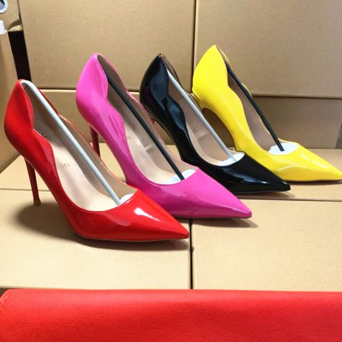 Logotipo de la marca de lujo rojo mujer zapatos de tacón alto 8cm 10cm 12cm tacón punta Lexy las mujeres zapatos de boda con LOGO 35-44