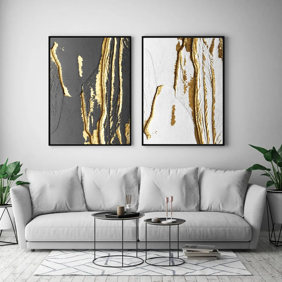 Modern Luxury Gold Paintings Abstract Texture Canvas Print Wall Art Posters Decorative Paintings for Living Room Home Wall Decor