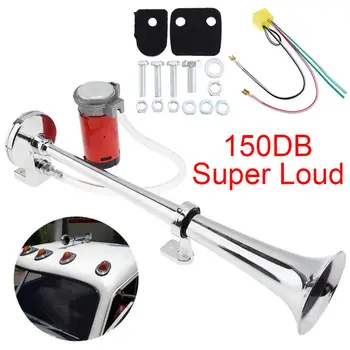 

1pcs 12V 17 Inch 150dB Super Loud Truck Single Trumpet Air Horn Kits with Compressor suitable for Truck Lorry Boat Train