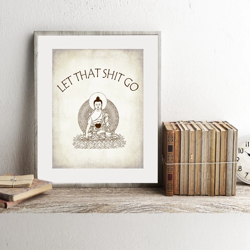 Let-That-Shit-Go-Wall-Art-Print-Yoga-Poster-Wall-Decor-Funny-Quote-Zen-Vintage-Art