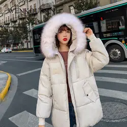 Зимняя женская куртка 2019 Модные женские парки Пальто с карманами на молнии женское повседневное плотное Стеганое пальто большие размеры