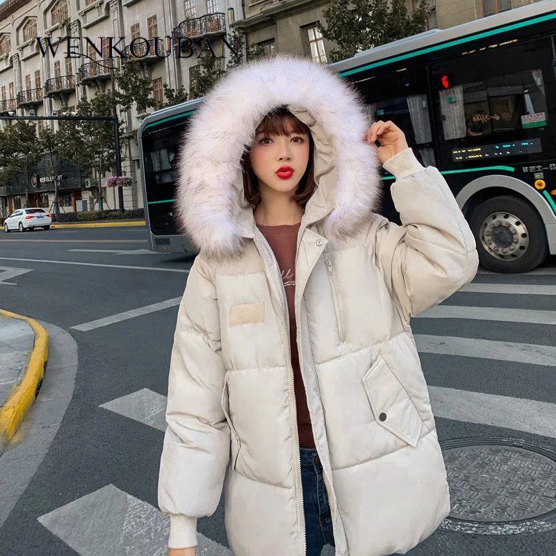 

Winter Women Jacket 2019 Fashion Female Parkas Zipper Pocket Coats Ladies Casual Thick Padded Coat Large Size Casacas Para Mujer