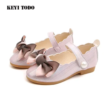 

KEYITODO kids dance shoes girls leather shoes fashion csuals flat with girls princess shoes for children's shoes size 21-36
