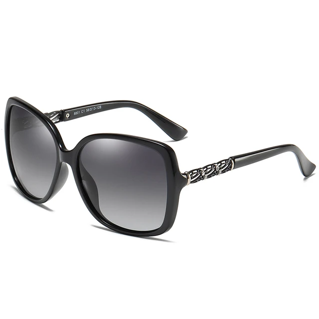 YXYS Fashion Polarized Sunglasses Brand Women's High Quality Butterfly Frame Sun Glasses Women UV400 oculos de sol Eyewear 8801 black-black