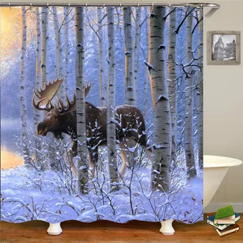 

Animal printing plateau cattle 3d shower curtain waterproof polyester fabric washable bathroom shower curtain with hook