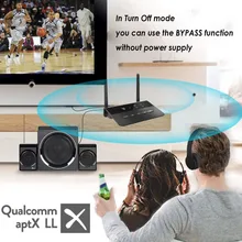 80M Bluetooth 5 0 RCA Transmitter Receiver Bypass Aptx LL Music Audio Wireless Adapter 3 5mm AUX Jack For TV PC Car Headphones