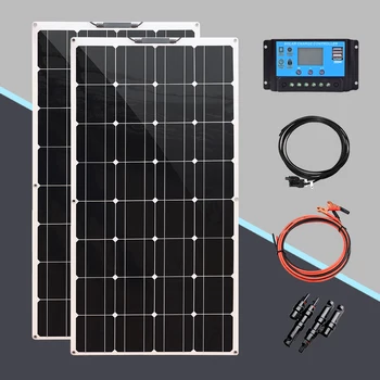 panels solars flexible 200w 100w Cargador solar 12v célula solar kit completo para sistema doméstico 1000w coche barco solar caravana batería RV