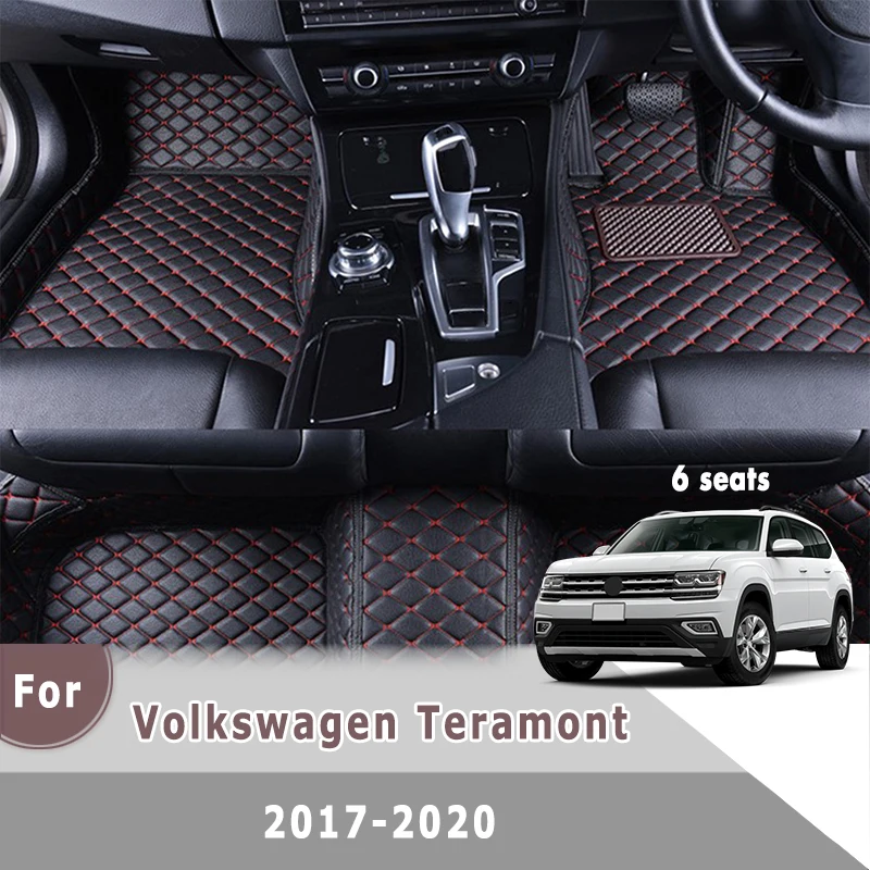 

RHD Carpets Car Floor Mats For Teramont 2017 2018 2019 2020 (6 seats) Auto Interior Leather Waterproof Rugs For Volkswagen vw