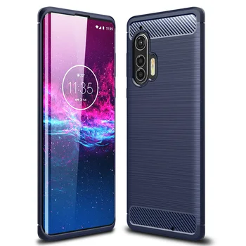 

50pcs/lot For Motorola Moto Rola Edge Plus Anti-Shock Ultra Thin Brushed Carbon Fiber Armour Rubber TPU Case For Moto Rola Edge