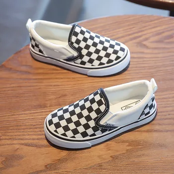 

Children's Casual Shoes Pedal Boys and Girls Canvas Shoes Summer Plaid Small Medium and Large Children's Board Shoes Baby