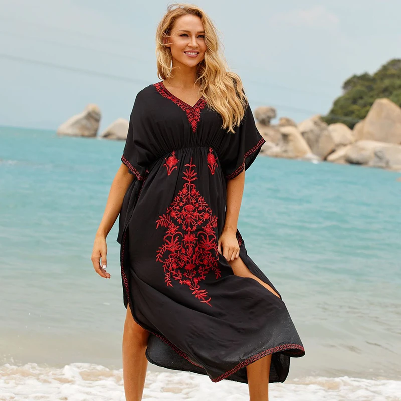 red beach cover up dress