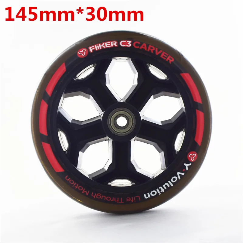 

145mm handcart wheel with 30mm thickness scooter wheels 88a elastic durable PU skating tyre with ABEC-7 608 bearing scooter tire