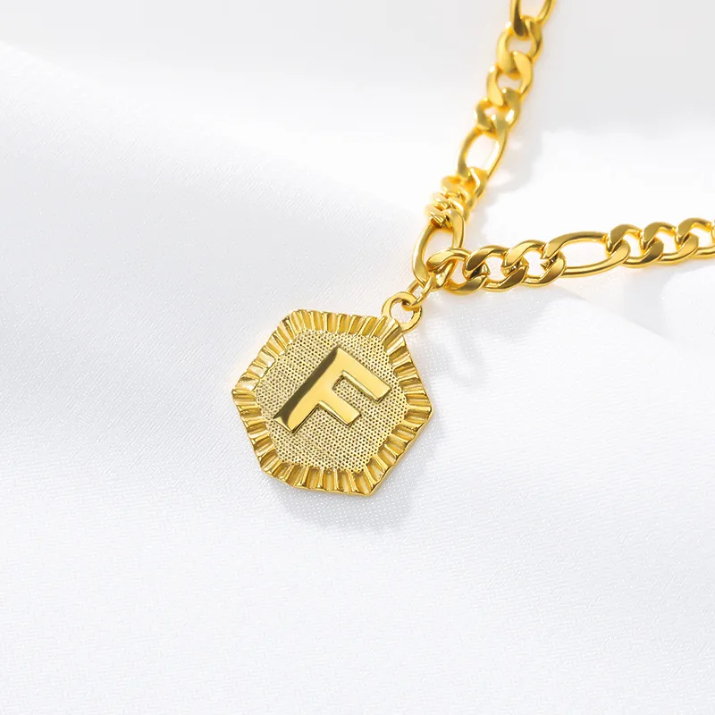 18KGP золото цвет титана стали A-Z Начальная анклет с буквами для женщин мужчин мода женский Алфавит ювелирные изделия подарки цепочка для ног(GA001 - Окраска металла: Letter F